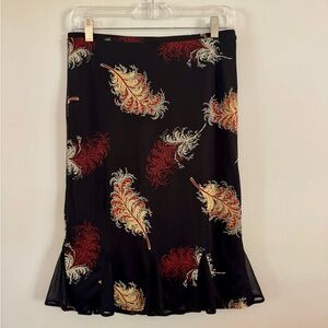 Express Elegant pencil knee Black Skirt with Feathers XS